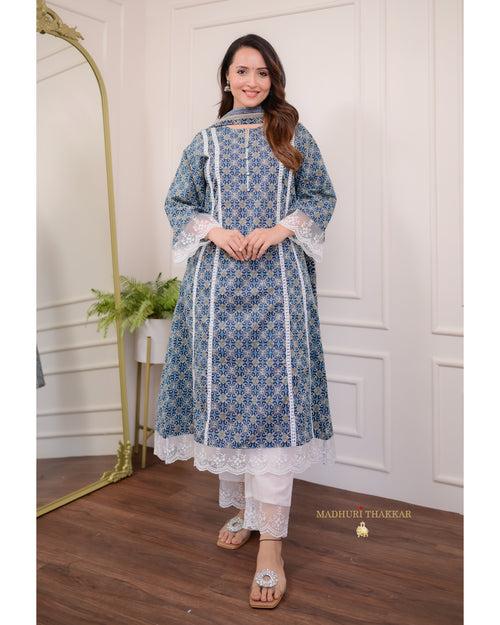 Navy Blue Aline Pakistani Suit