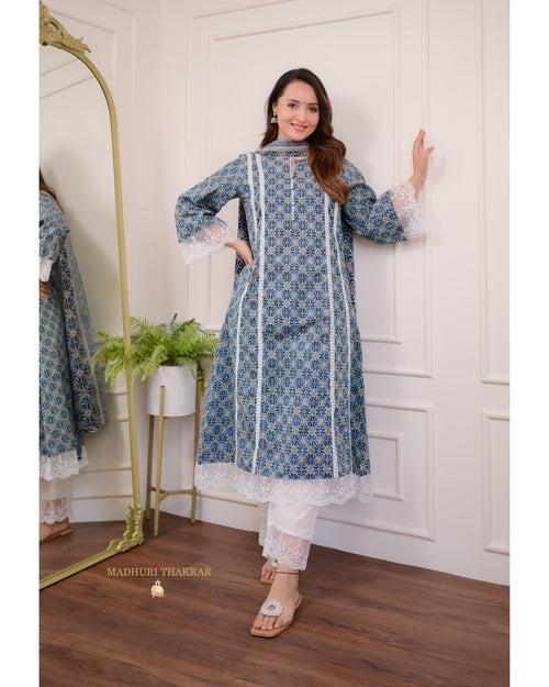 Navy Blue Aline Pakistani Suit