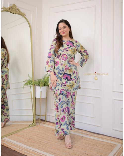 Multi Floral Cotton Loungewear Set