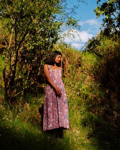 PEACH FLORAL RAPID MAXI DRESS