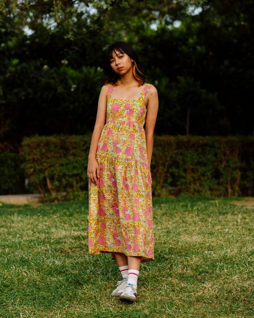 PINK FLOWER RAPID MAXI DRESS