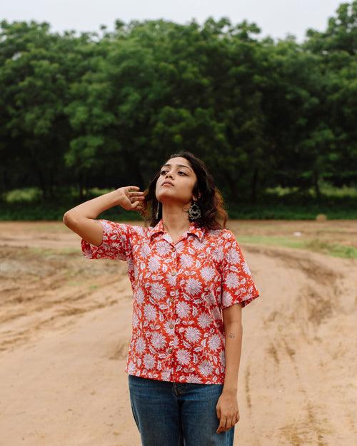 TANGERINE FLORAL RAPID SHIRT