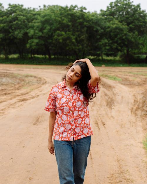 TANGERINE FLORAL RAPID SHIRT