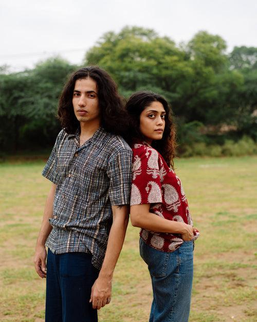 BLUE CHECKED BAGRU SHIRT