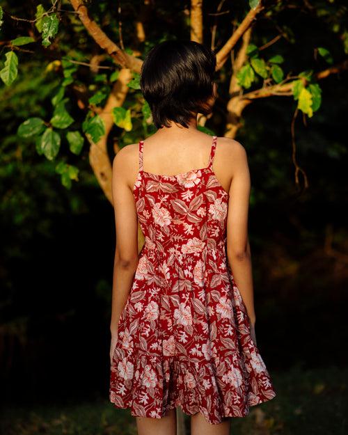 RED TROPICAL RAPID SHORT DRESS