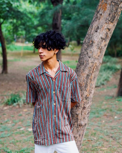 BLACK STRIPED AJRAKH SHIRT