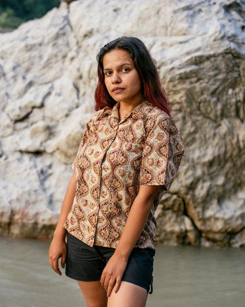 MAROON OGEE KALAMKARI SHIRT