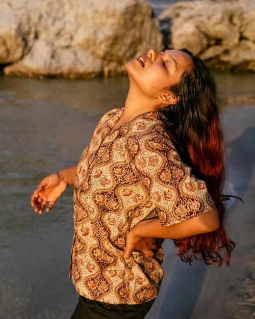 MAROON OGEE KALAMKARI SHIRT