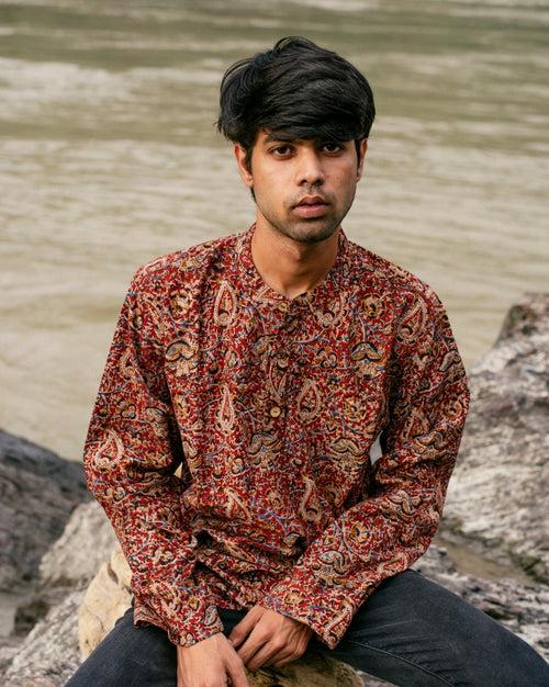 MAROON KALAMKARI SHORT KURTA