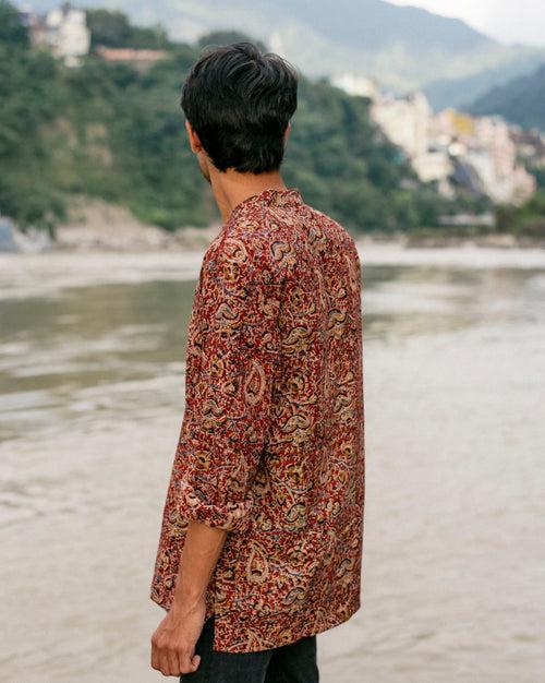 MAROON KALAMKARI SHORT KURTA