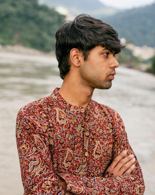 MAROON KALAMKARI SHORT KURTA