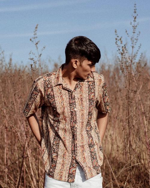 BLACK STRIPED KALAMKARI SHIRT