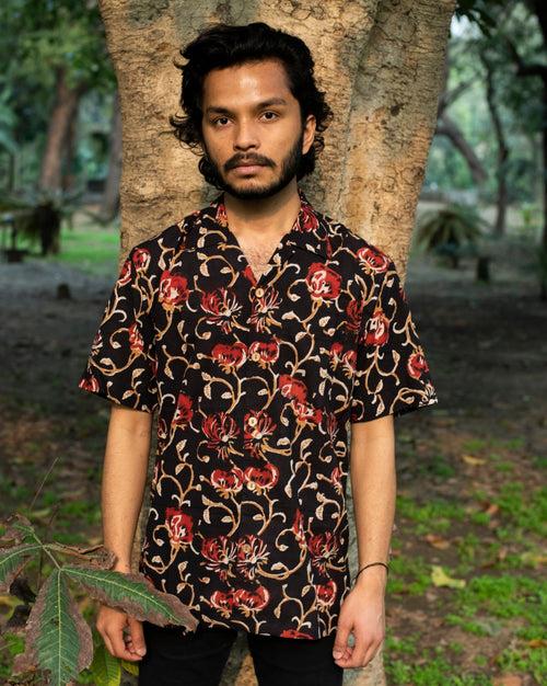 RED HIBISCUS KALAMKARI SHIRT