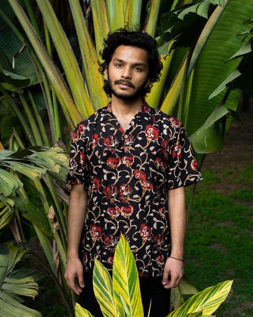 RED HIBISCUS KALAMKARI SHIRT