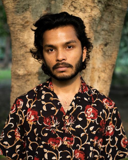 RED HIBISCUS KALAMKARI SHIRT