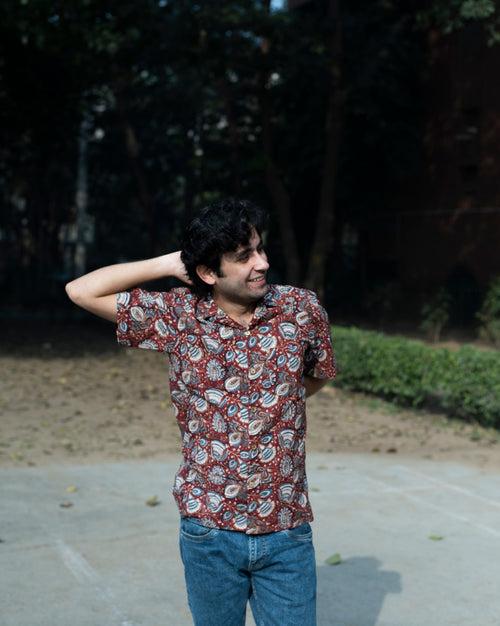 RED FLORAL KALAMKARI SHIRT