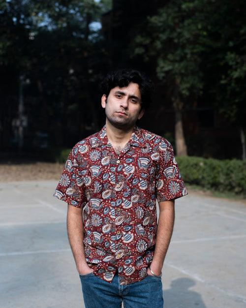 RED FLORAL KALAMKARI SHIRT