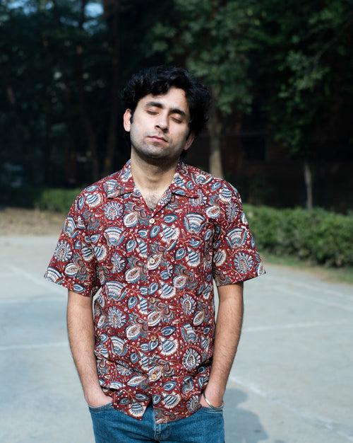 RED FLORAL KALAMKARI SHIRT