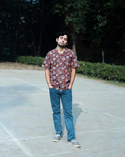 RED FLORAL KALAMKARI SHIRT