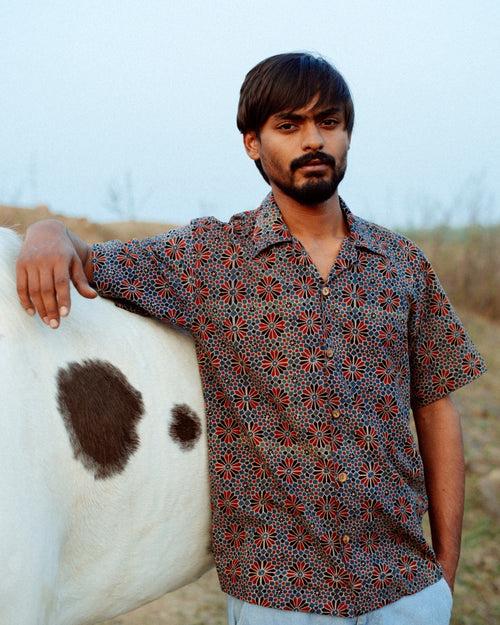 FLORAL INDIGO AJRAKH SHIRT