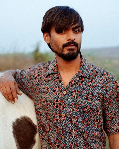 FLORAL INDIGO AJRAKH SHIRT