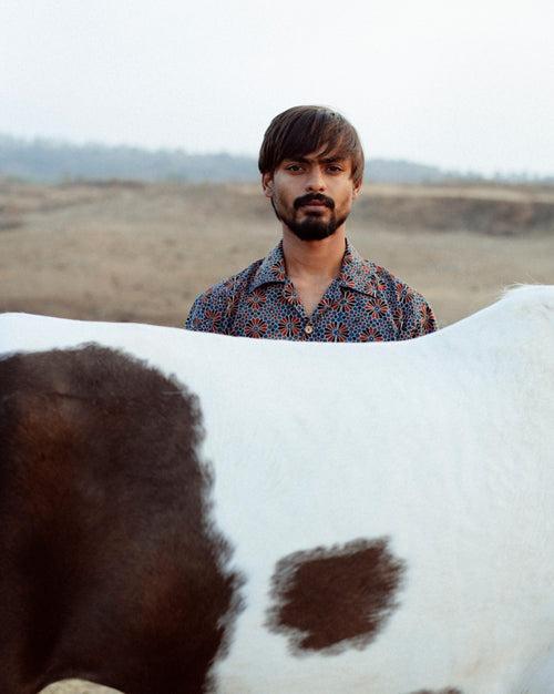 FLORAL INDIGO AJRAKH SHIRT