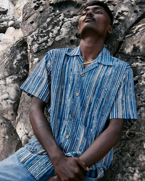 BLUE STRIPED BAGRU SHIRT