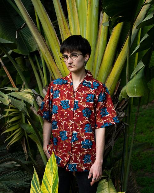 BLUE HIBISCUS KALAMKARI SHIRT