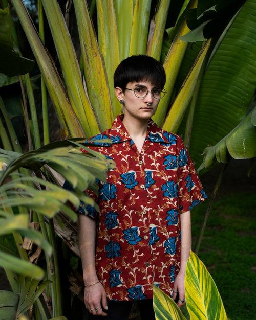 BLUE HIBISCUS KALAMKARI SHIRT