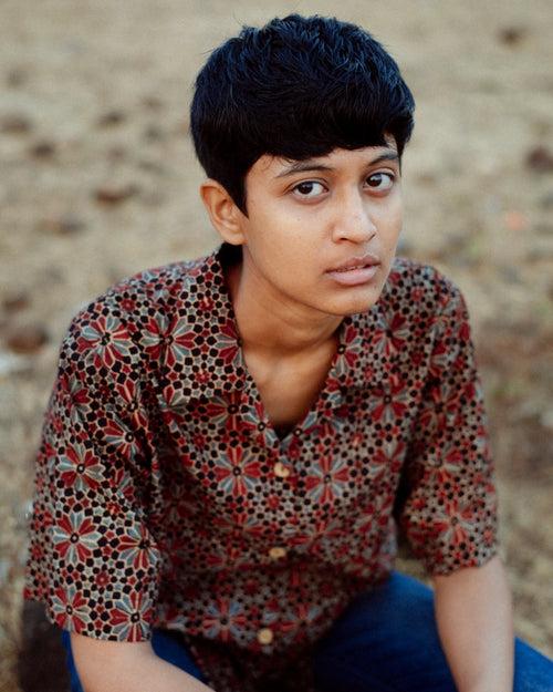 FLORAL MAROON AJRAKH SHIRT