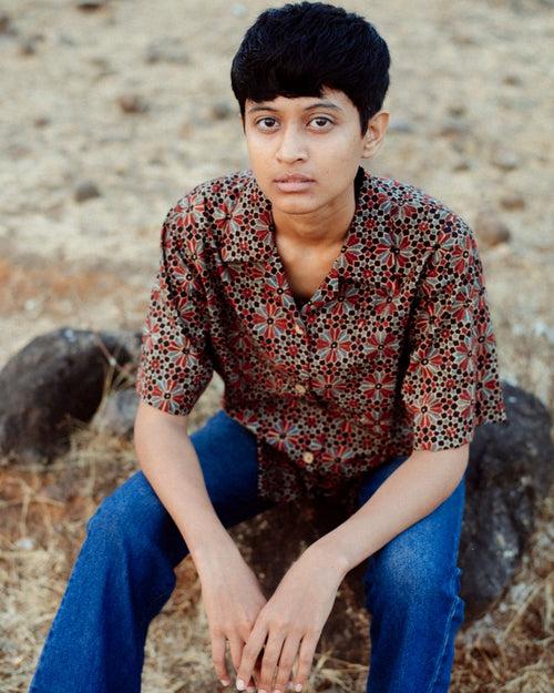 FLORAL MAROON AJRAKH SHIRT