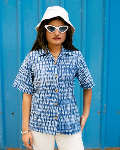 BLUE SHIBORI SHIRT