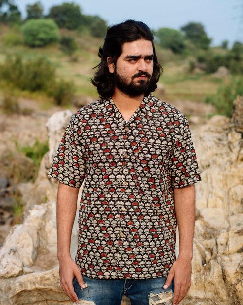 RED FLOWER BAGRU SHIRT