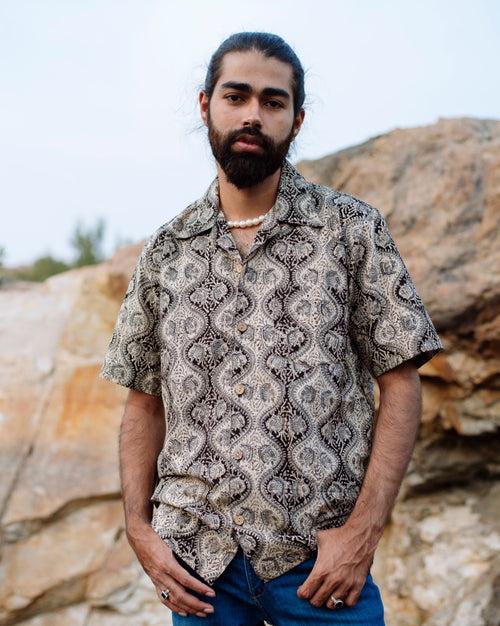 BLACK OGEE KALAMKARI SHIRT