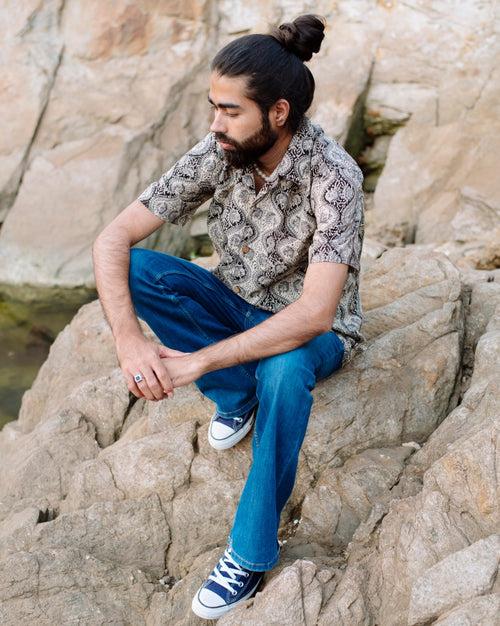 BLACK OGEE KALAMKARI SHIRT