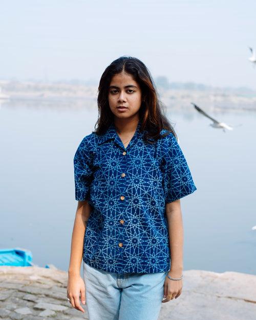 PSYCHEDELIC INDIGO DABU SHIRT