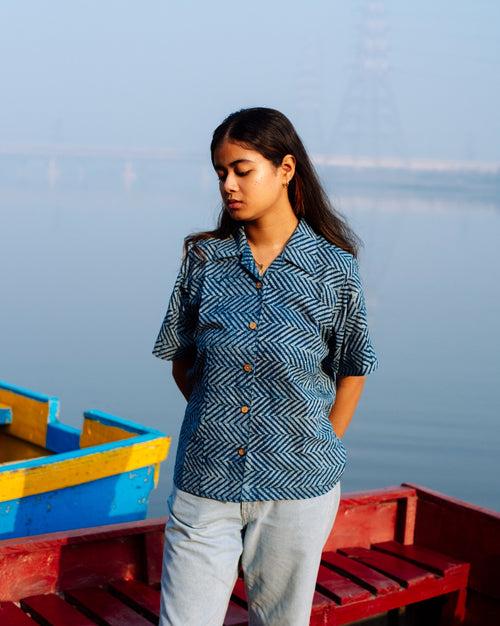 ZIG ZAG INDIGO DABU SHIRT