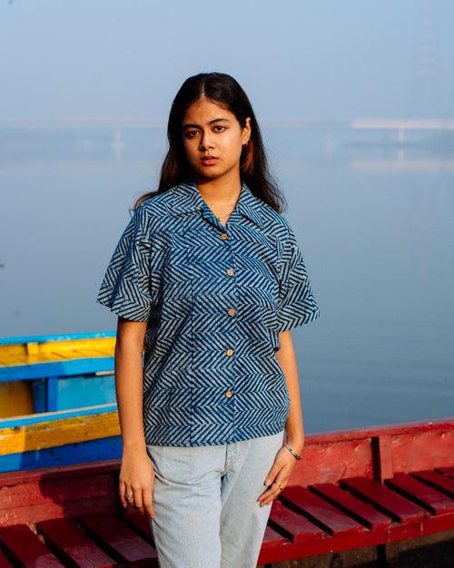 ZIG ZAG INDIGO DABU SHIRT