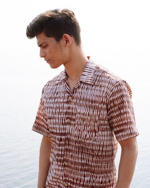 BROWN SHIBORI SHIRT