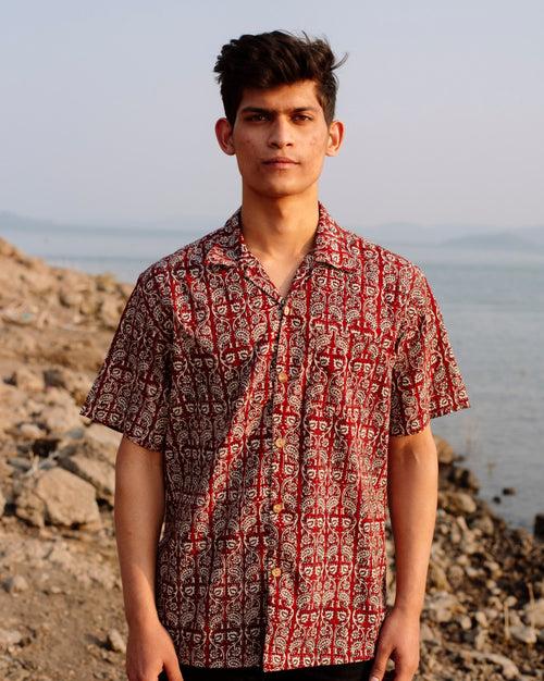 MAROON VINE BAGH SHIRT