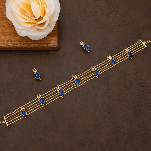 AG101571 - Gold tone Mango choker with matching Earring