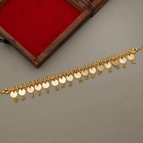 AG101504 - Gold tone Lakshmi coin Bridal Choker Necklace
