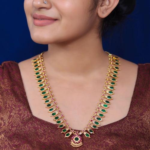 PP101148 - Gold tone Nagapadam Long Necklace Haram