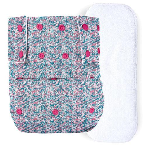 Reusable Cloth Diaper For Adults, Older Men & Women with 1 Wet Free 4 Layer Insert (Splatter)