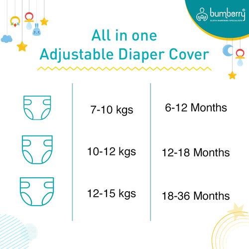 Bumberry Baby Pocket Diaper 2.0- Waterproof Reusable & Adjustable Cloth Diaper with leg gusset, wetfree lining & 2 extralong wetfree insert(6 -36 months, Splatter)