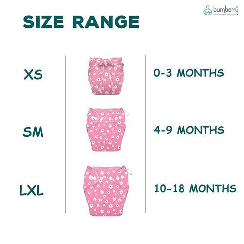 Bumberry New & Improved Smart Nappy For New Born Baby| Holds Upto 3 Pees With Extra Absorbtion & 100% Leak Protection All in One Cloth Diaper For Just Borns - 2 Pcs - Kit 8