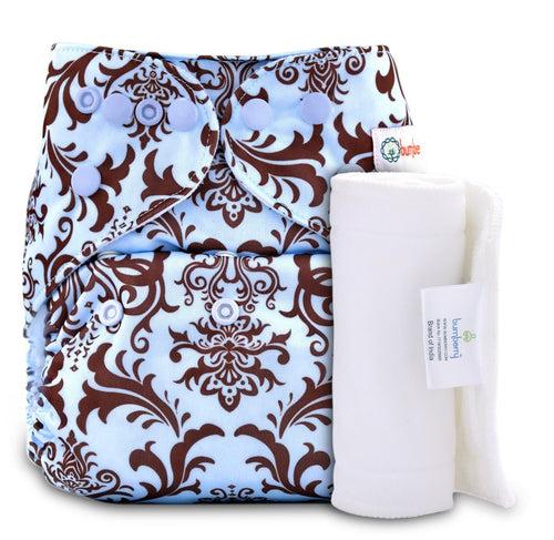 Diaper Cover (Blue brown Royal) + 1 Wet free Insert