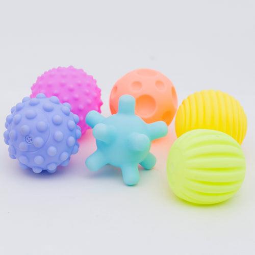 Sensory Balls Pack Of 6 | Colourful squeaky ball | Soft Plastic ball | Toys For Kids