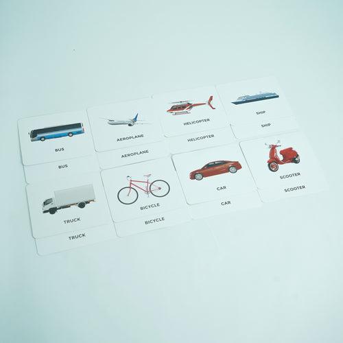 Vehicle matching cards for babies 1-2 year