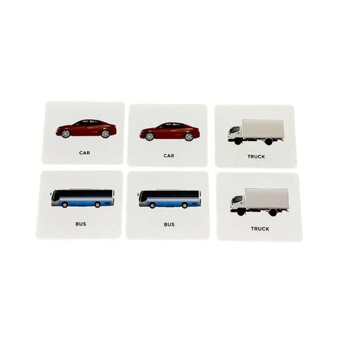 Vehicle matching cards for babies 1-2 year